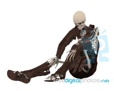 Skeleton sitting in floor Stock Image