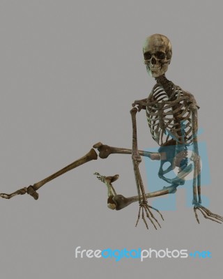 Skeleton Sitting On Floor Stock Image