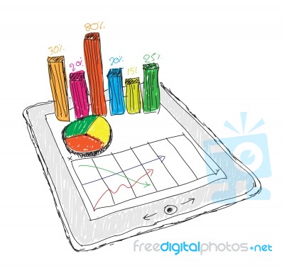 Sketchy Tablet Pc With Charts Stock Image