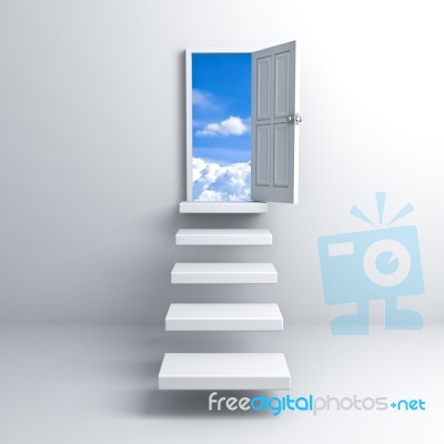 Sky Door With Steps Stock Image