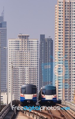 Sky Train And Buildings Stock Photo