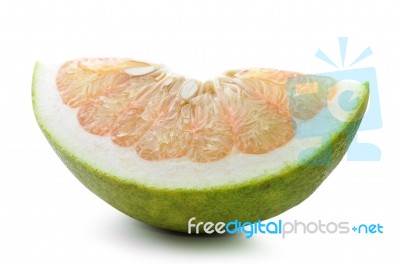 Slice Of Grapefruit Isolated On White Background Stock Photo