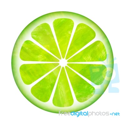 Slice Of Lemon Painting Illustration Isolated On White Background Stock Image
