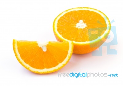Slices Of Orange Isolated On White Background Stock Photo
