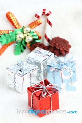 Small Box Decoration  For Christmas Day Arrange Stock Photo