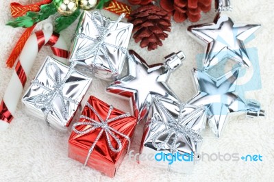 Small Box Decoration  For Christmas Day Arrange Stock Photo