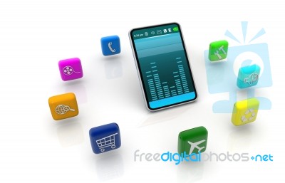 Smart Phone With Apps Stock Image
