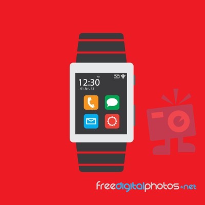Smart Watch Flat Icon   Illustration  Stock Image