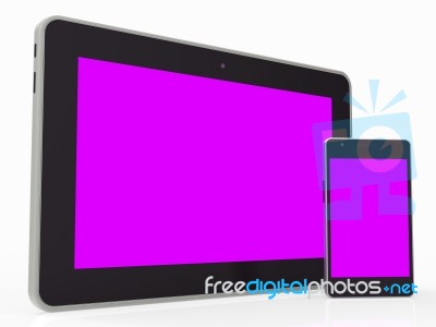 Smartphone Tablet Represents Empty Space And Communication Stock Image