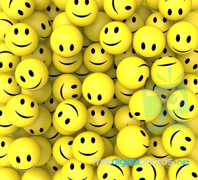 Smileys Show Happy Cheerful Faces Stock Image