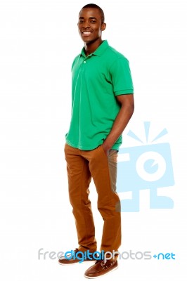 Smiling African Guy Standing Stock Photo