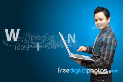Smiling Business Man And Win  Stock Photo