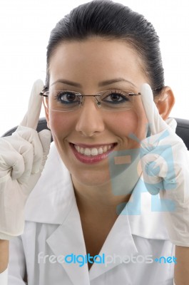 Smiling Doctor With Hand Gloves Stock Photo