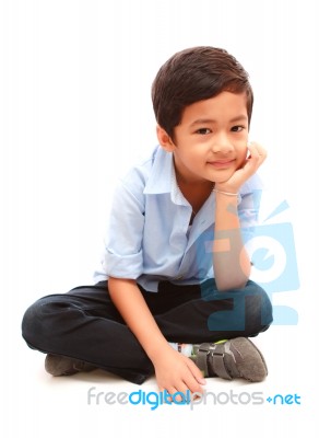 Smiling Face Of Asian Boy Stock Photo