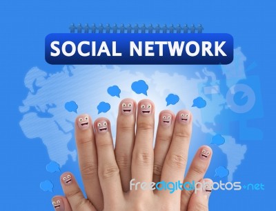 Smiling Fingers For Social Network Stock Photo