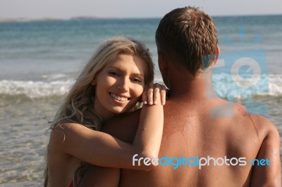 Smiling Lady With Her Boyfriend Stock Photo