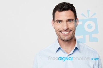 Smiling Man Posing Casually Stock Photo