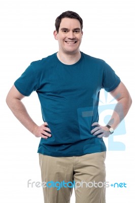 Smiling Man Posing Over White Stock Photo