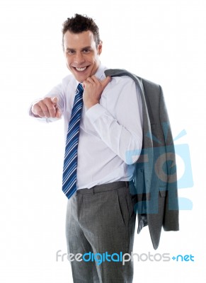 Smiling Manager Pointing At You Stock Photo