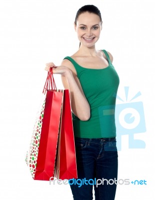 Smiling Shopping Woman Stock Photo