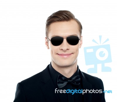 Smiling Young Male Wearing Glasses Stock Photo