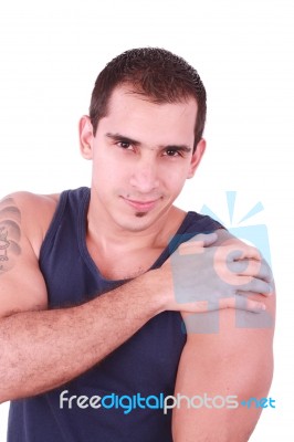 Smiling Young Strong Man Stock Photo