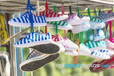 Sneakers   Shoes Multicolored Stock Photo