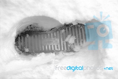 Snow Footprint Stock Photo