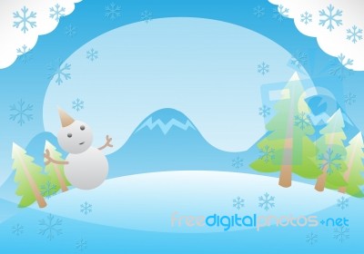 Snow Man In Nature Scene Stock Image