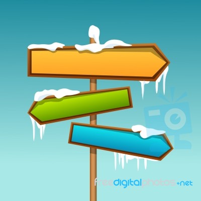Snowy Direction Board Stock Image