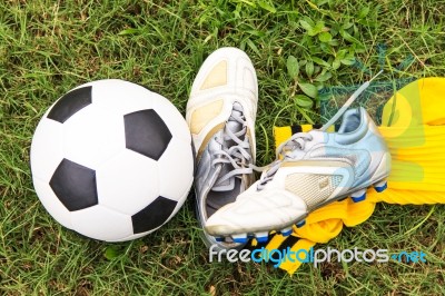 Soccer Ball And Soccer Shoes Stock Photo