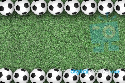 Soccer Balls On Green Grass Stock Image