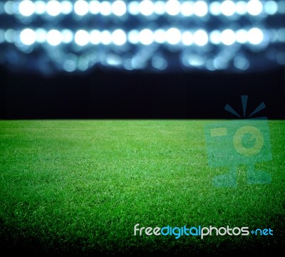 Soccer Field And The Bright Lights, Stock Photo
