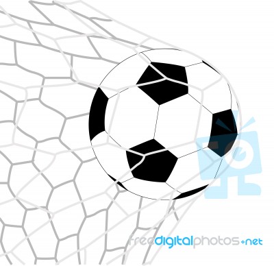 Soccer Football In Goal Net Stock Image