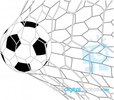 Soccer Football In Goal Net Stock Image