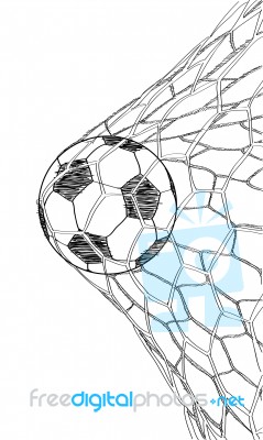 Soccer Football In Goal Net Stock Image