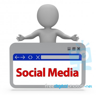 Social Media Webpage Indicates News Feed And Online 3d Rendering… Stock Image