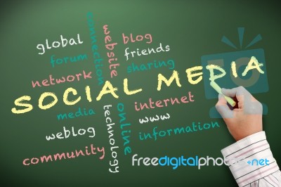 Social Media  Written On Chalkboard Stock Photo