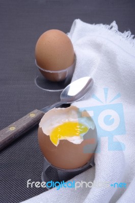 Soft Boiled Eggs Stock Photo