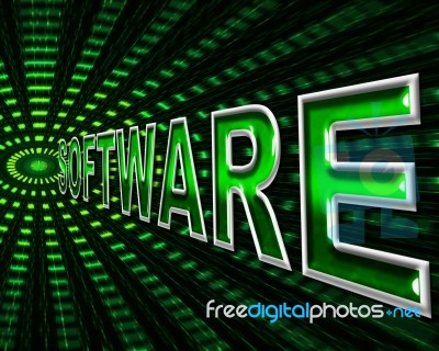 Software Technology Means Digital Shareware And Programming Stock Image