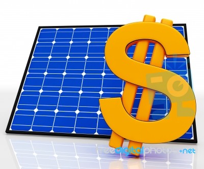 Solar Panel And Dollar Sign Shows Saving Energy Stock Image
