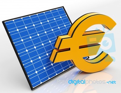 Solar Panel And Euro Shows Saving Money Stock Image