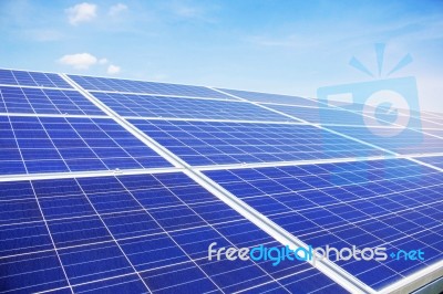 Solar Panel With Sky Stock Photo