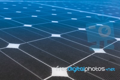 Solar Panels Produce Power, Green Energy Concept Stock Photo