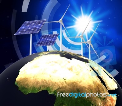 Solar Power Represents Earth Friendly And Electric Stock Image