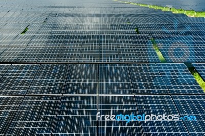 Solar Power Station Top View Stock Photo