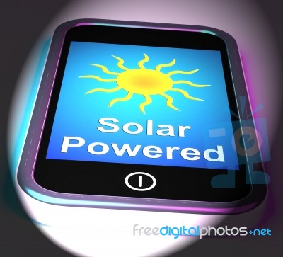 Solar Powered On Phone Displays Alternative Energy And Sunlight Stock Image