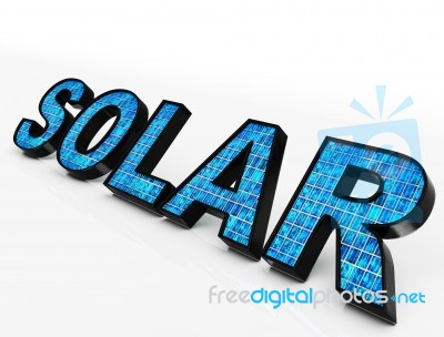 Solar Word Shows Eco Energy And Sunlight Stock Image