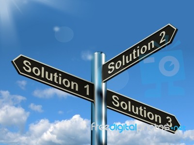 Solution 1 2 Or 3 signpost Stock Image