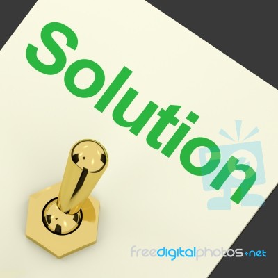 Solution Word And Golden Switch Stock Image